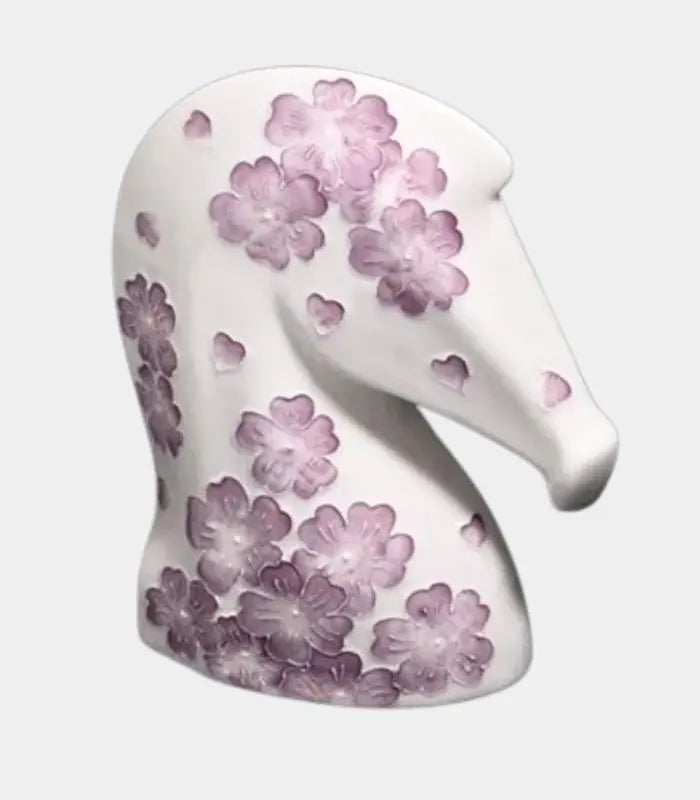 Celestine Ceramic Horse Head Sculpture – Floral Design White 24 cm