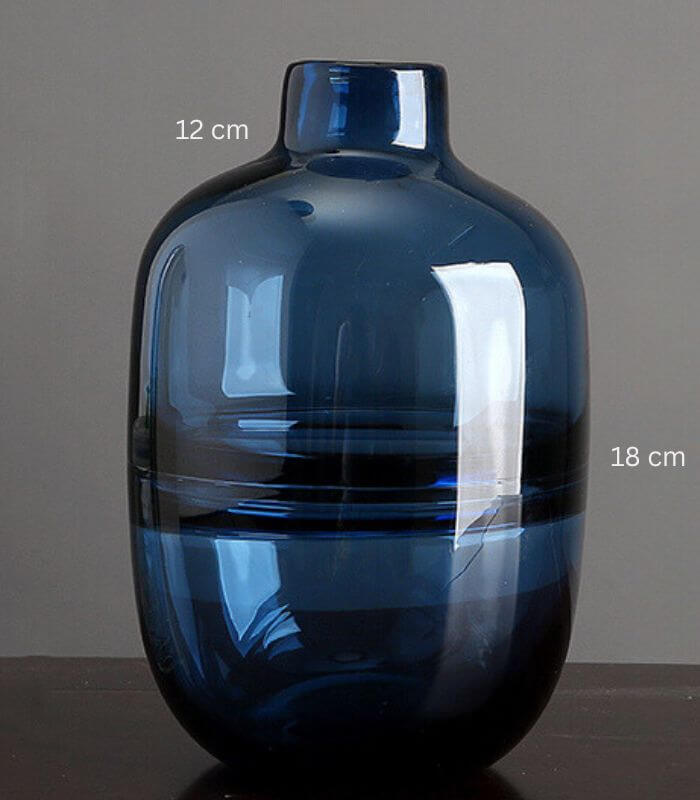 Elegant Blown Glass Vase Transparent Blue