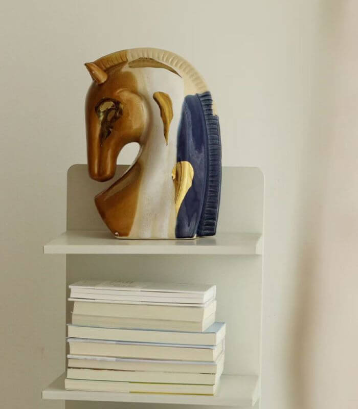 Elegant Porcelain Horse Bust Sculpture with Crackle Glaze – Available in Two Sizes