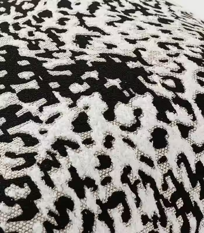 Leopard Print Jacquard Cushion Cover – Bold Black and White Animal Pattern