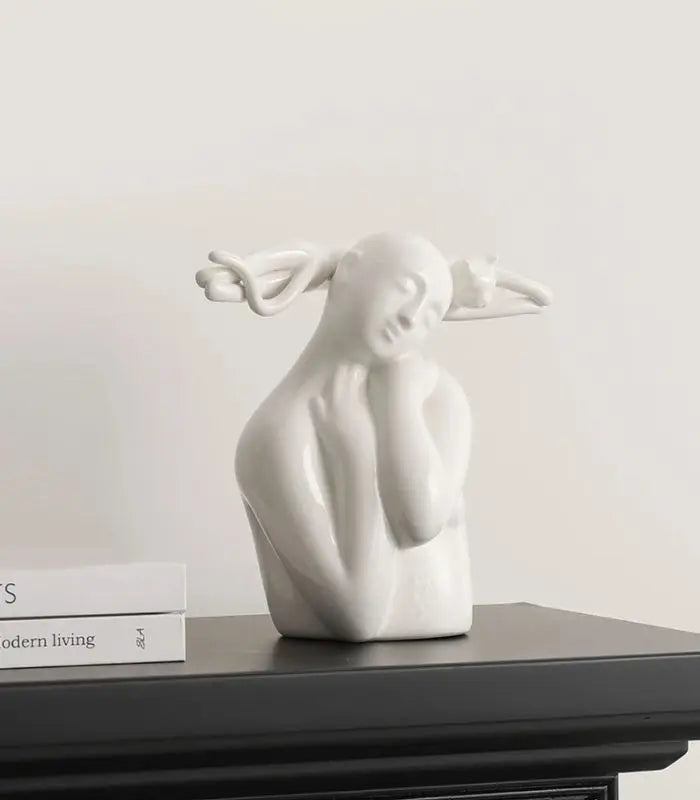 Whispering Muse Resin Sculpture - Elegant Abstract Home Decor 28 cm