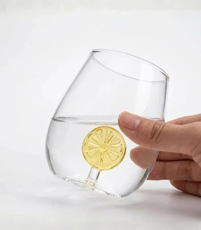 Set of 2 Citrus Glass Tumbler Set – Handcrafted with Lemon Slice Design