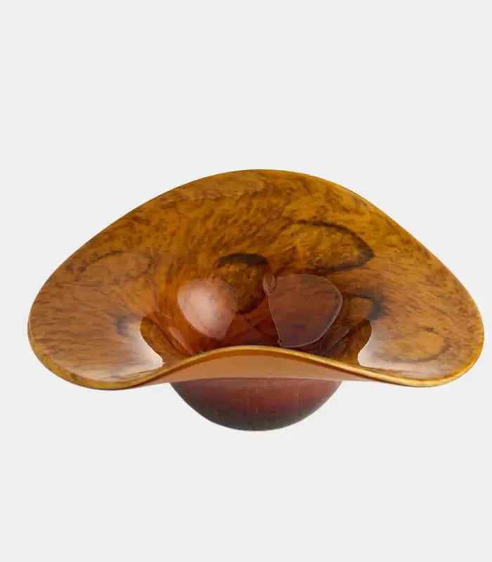 Serving Bowl – Handcrafted Decoratibe Bowl Organic Form Amber Glass 28 cm