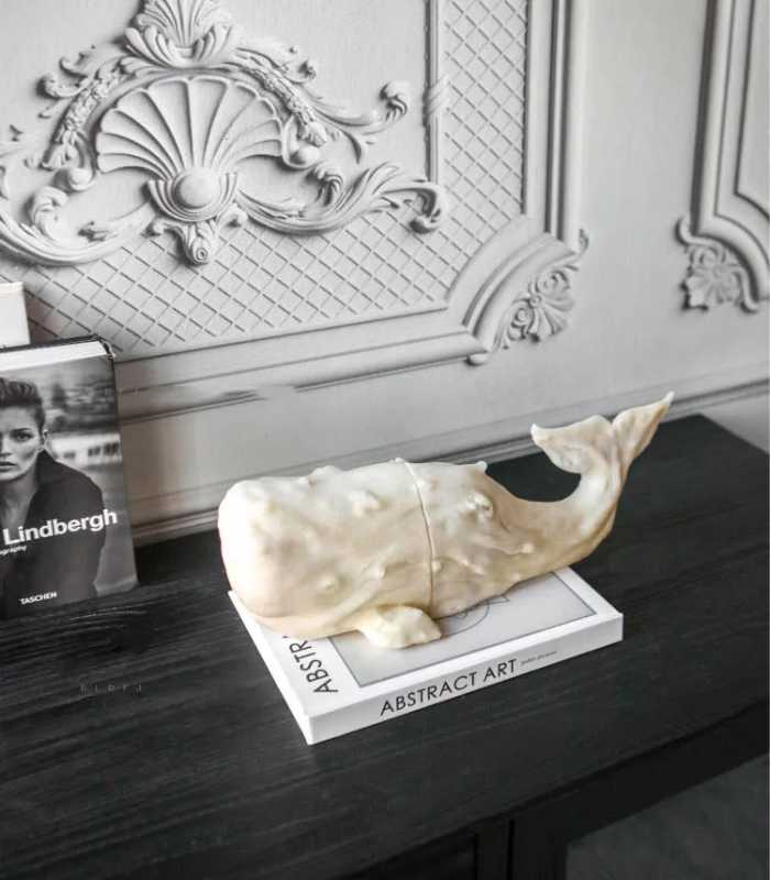 Set 2pcs White Whale Decorative Bookends Resin 40.5 cm