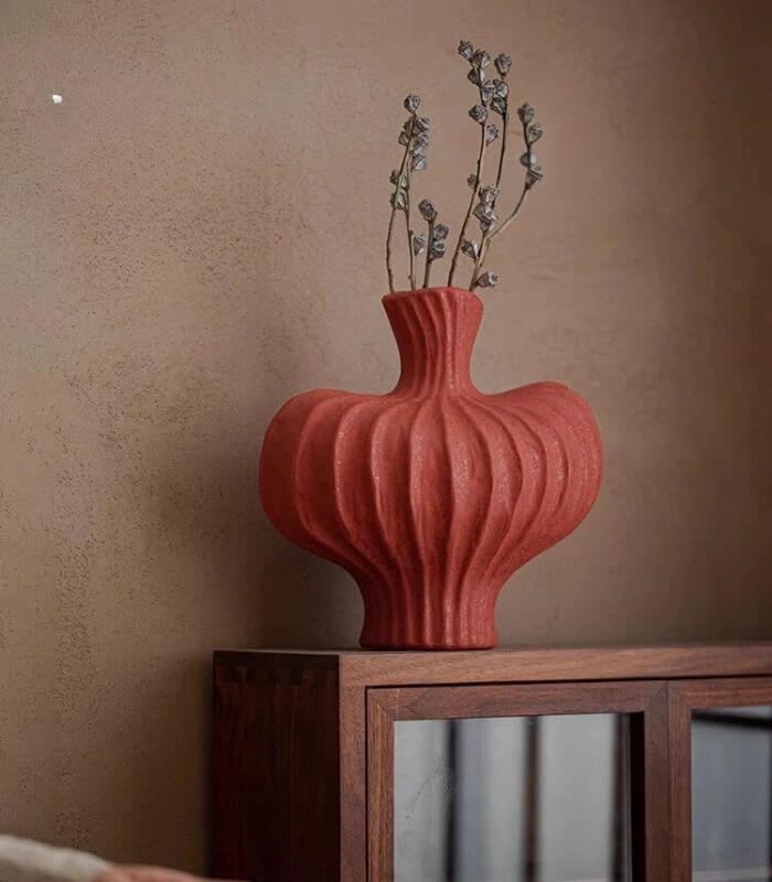 Red Table Vase Handmade