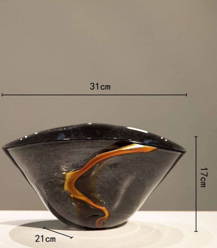 Tabletop Vase Black & Gold Kintsu Glass