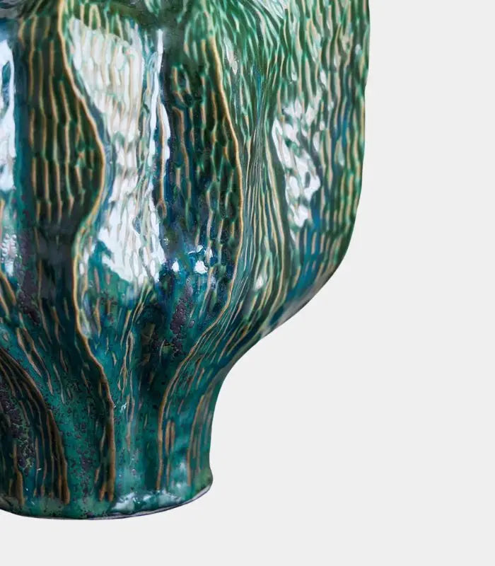 Botanica Ceramic Vase – Handcrafted Organic Form with Green Glaze 34 cm