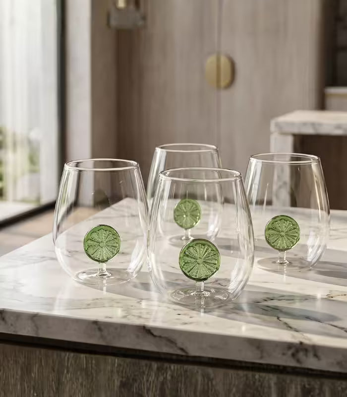 Set 2 Pieces Citrus Glass Tumbler Set – Handcrafted with Fruit Slice Design 350 ml