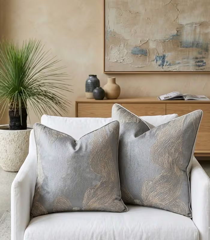 Seraphina Jacquard Cushion Cover – Abstract Brushstroke Design