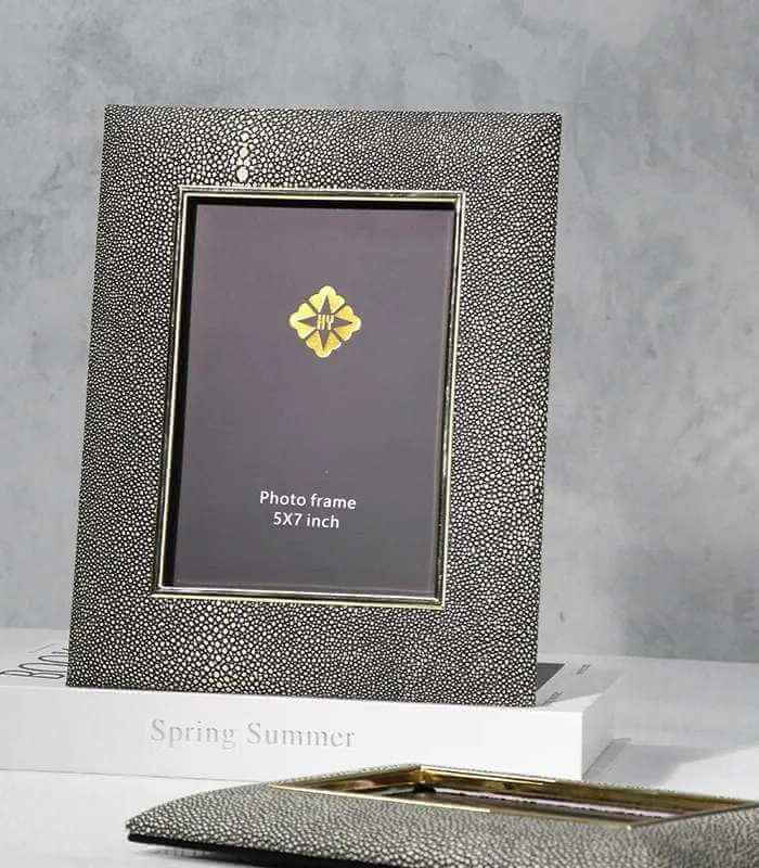 Picture Frame Shagreen Leather Alloy