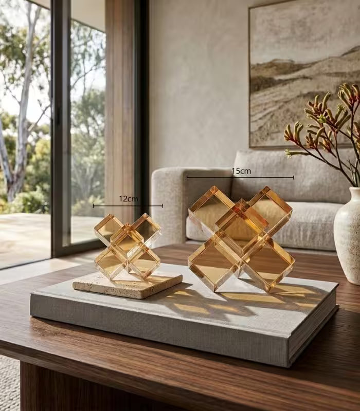 Aurelian Crystal Sculpture – Geometric Amber Design