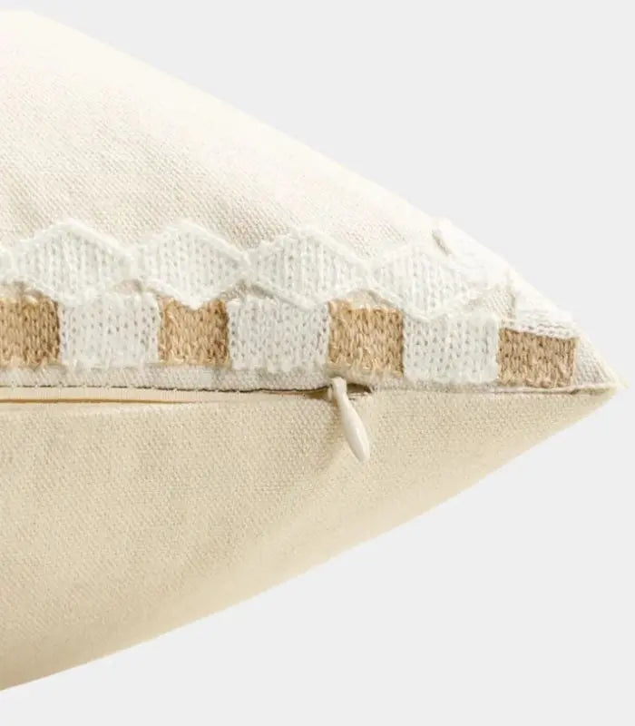 Palm Tree Embroidered Cushion Cover with Decorative Trim