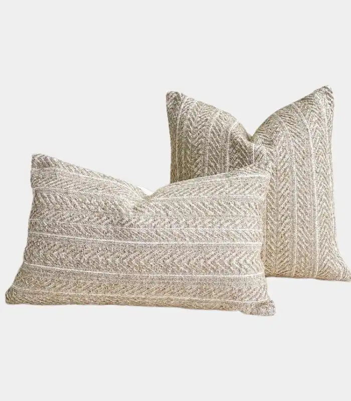 Chevron Jacquard Cushion Cover – Textured Weave in Natural Tones