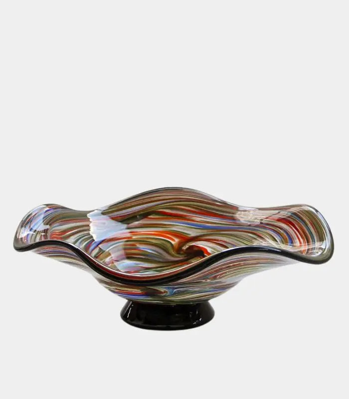 Aveline Multicolour Glass Bowl – Handblown Artisan Design 35 cm (13.78 in)