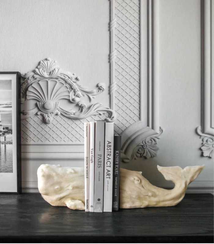 Set 2pcs White Whale Decorative Bookends Resin 40.5 cm