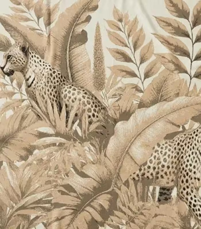 Serengeti Knitted Acrylic Blanket – Leopard and Tropical Foliage Print