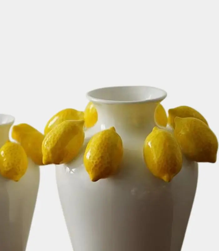 Limoncello Porcelain Vase – White with Sculptural Lemon Detail