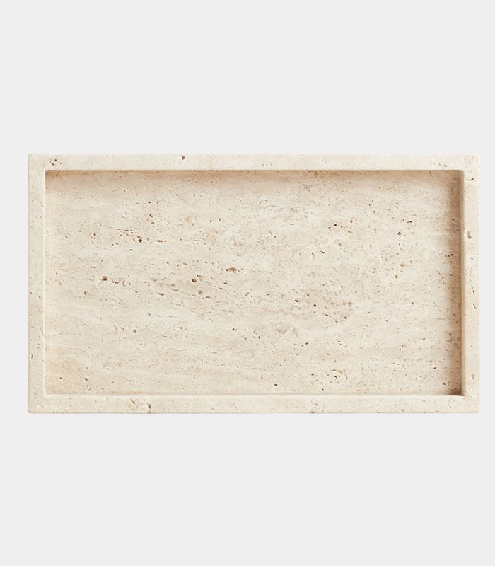 Travertine Stone Vanity Tray - Natural Decorative Tray for Bathroom, Kitchen, Living Room (2 Sizes)