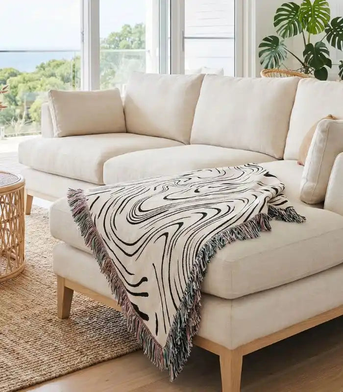 Marbled Tapestry Throw – Woven Abstract Design