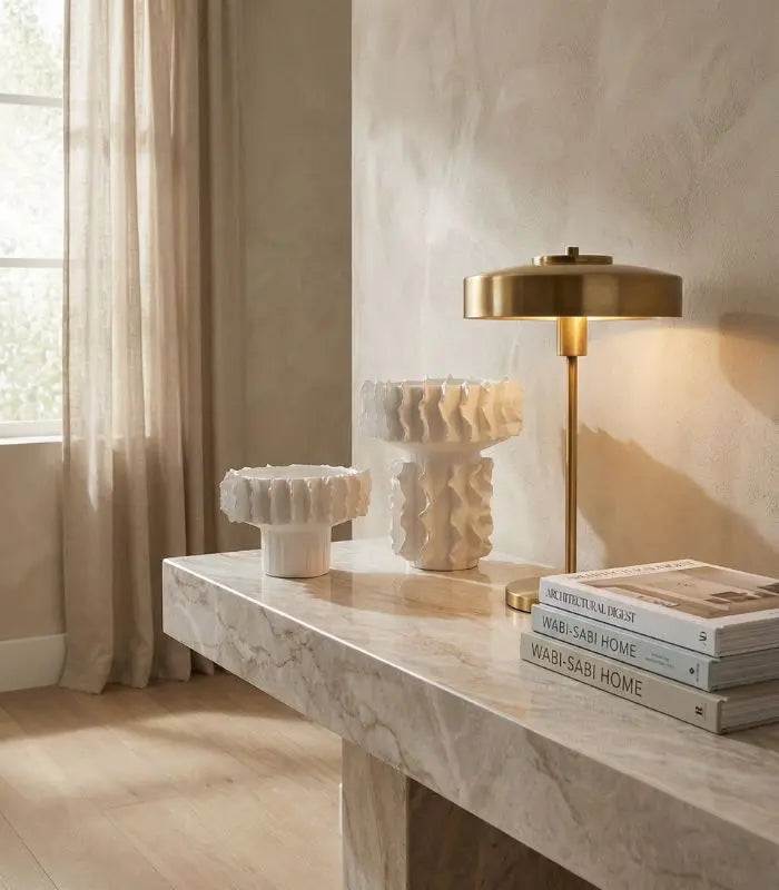 Ceramic Vase White Sculptural Ruffled Design