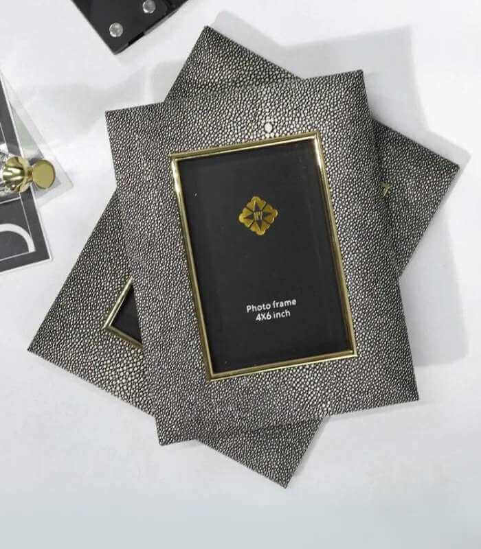 Picture Frame Shagreen Leather Alloy