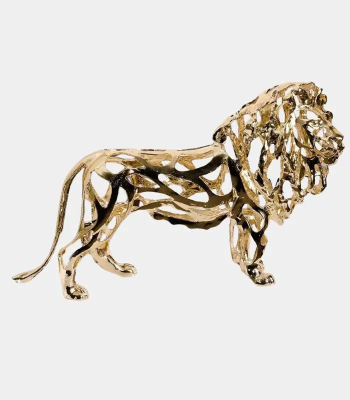 Golden Lion Sculptural Accent Piece Large Decorative Sculpture 31x20 cm