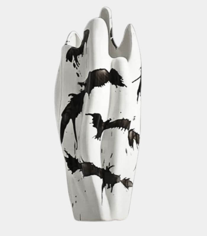 Monochrome Splatter Ceramic Vase - Artisan Ink Design in Two Sizes White and Black