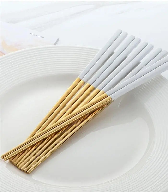 5 Pairs Chopstick Set Stainless Steel Reusable 23.5 cm