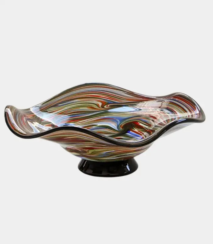 Aveline Multicolour Glass Bowl – Handblown Artisan Design 35 cm (13.78 in)