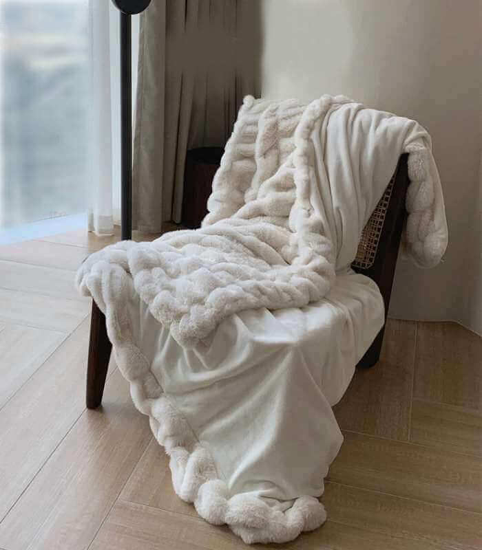 Faux Fur Throw Blanket Decorative Large White