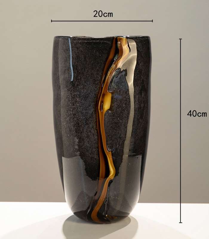 Tabletop Vase Black & Gold Kintsu Glass
