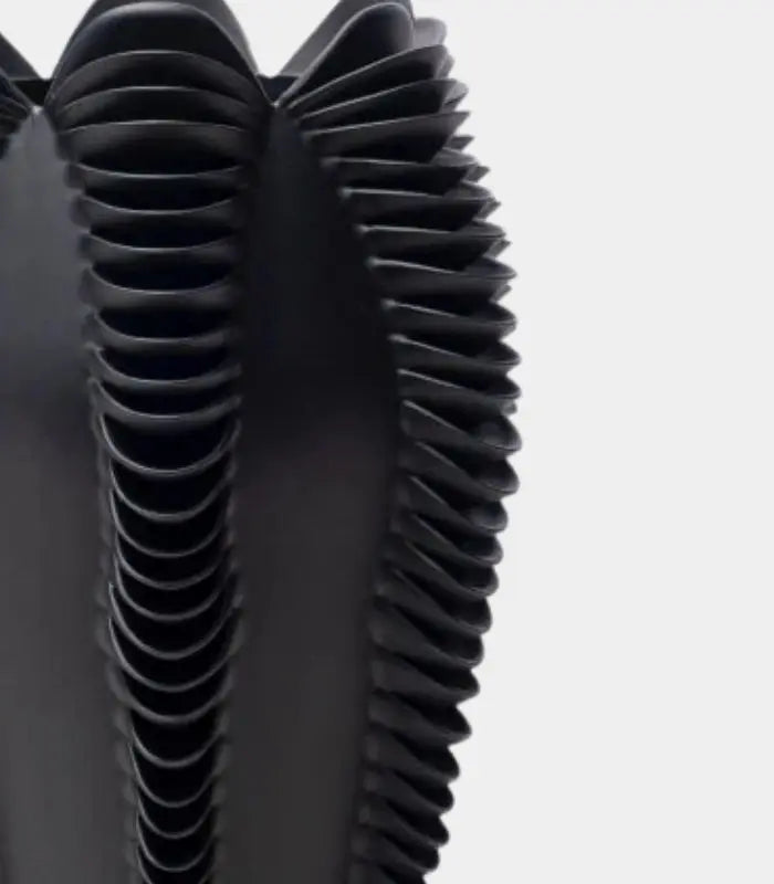 Elara Sculptural Wave Vase | Modern Ribbed Resin Decorative Vessel 28 cm