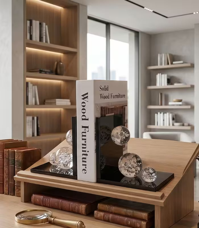 Set 2 Pcs Crystalline Bubble Bookends – Contemporary Glass Design