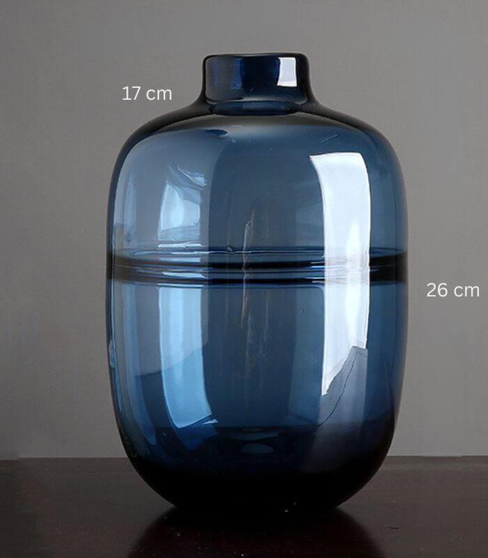 Elegant Blown Glass Vase Transparent Blue