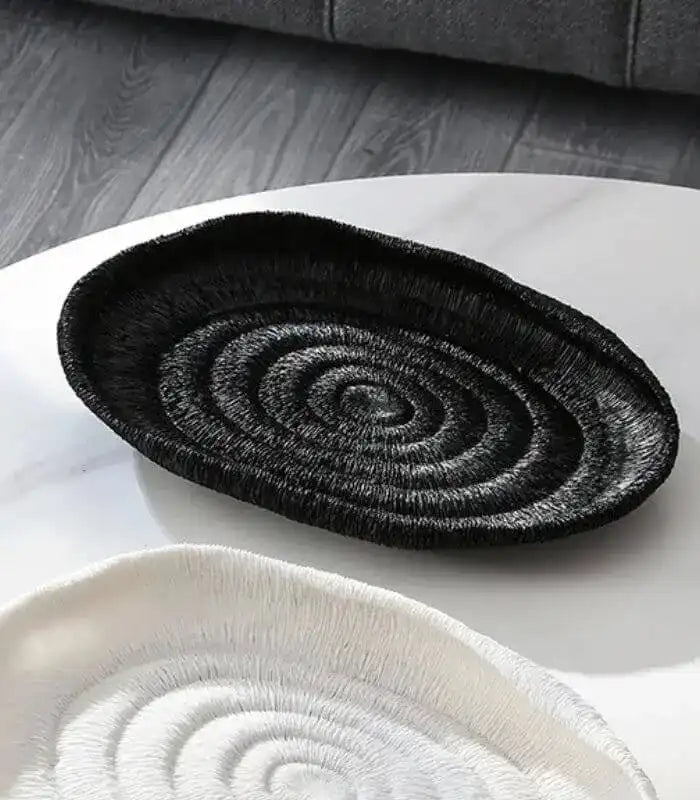 Modern Coral Texture Tray Decor Resin 34 cm Black