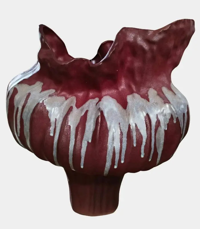Verdant Ceramic Vase – Handcrafted Sculptural Design with Ombré Glaze Red Large 34 cm