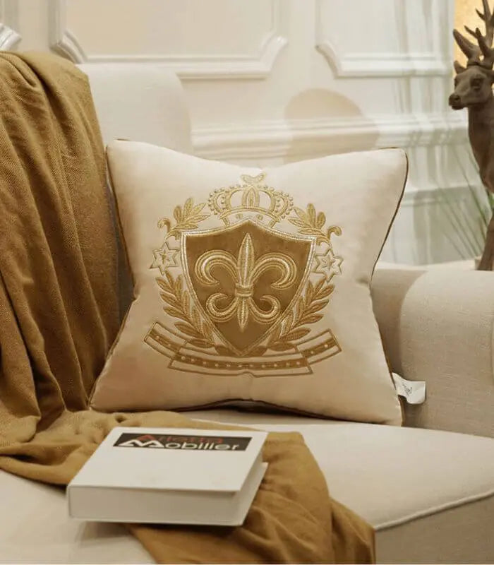 Royal Velvet Cushion Cover with Gold Embroidery 45cm (18 in)