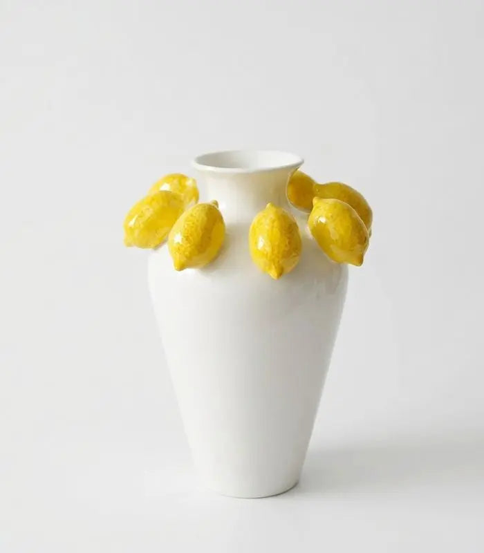 Limoncello Porcelain Vase – White with Sculptural Lemon Detail