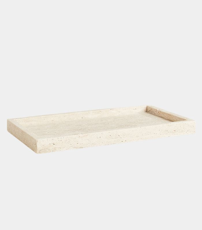 Travertine Stone Vanity Tray - Natural Decorative Tray for Bathroom, Kitchen, Living Room (2 Sizes)