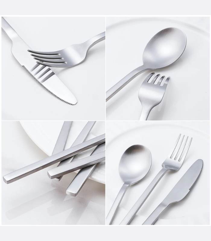 30 Pcs Cutlery Set Boston Contemporary 18/10 Matt Stainless Steel Set for 6 Silver