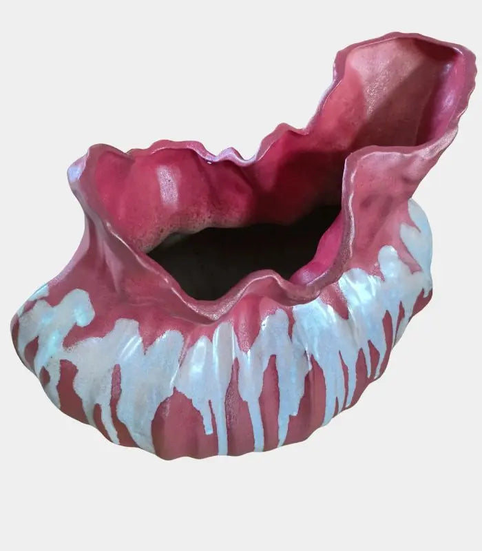 Verdant Ceramic Vase – Handcrafted Sculptural Design with Ombré Glaze Red Large 34 cm