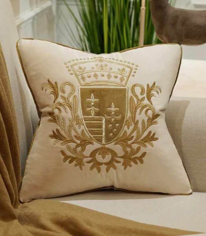 Royal Velvet Cushion Cover with Gold Embroidery 45cm
