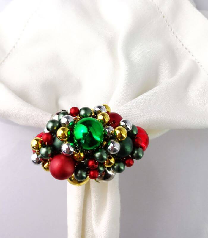 4 Pcs Bauble Napkin Rings Red/Green/Gold/Silver