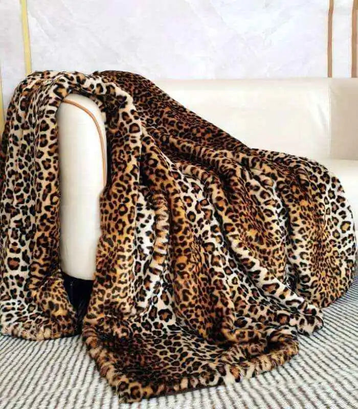 Leopard Faux Fur Blanket Throw Soft