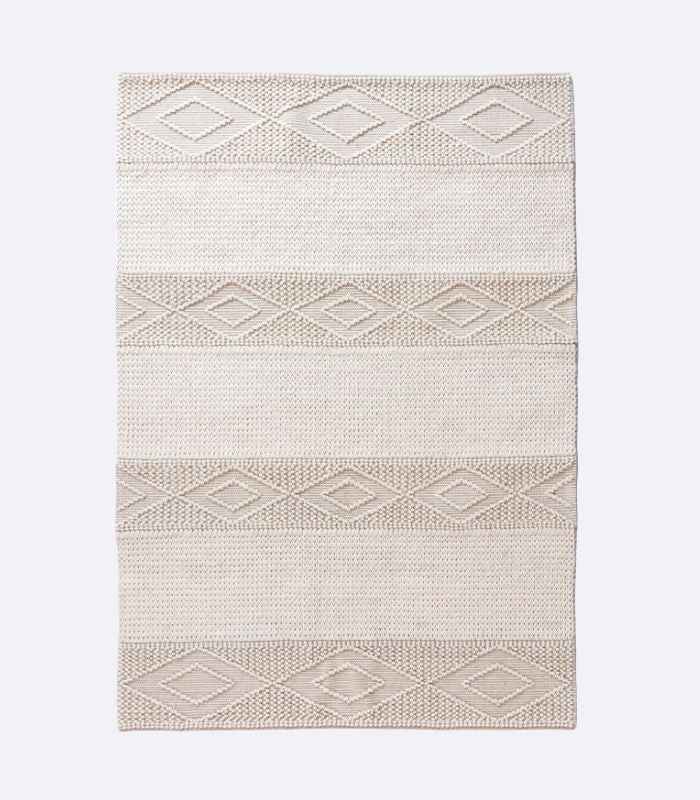 Rug Hand Woven Morocco Style 100 % Wool Textured