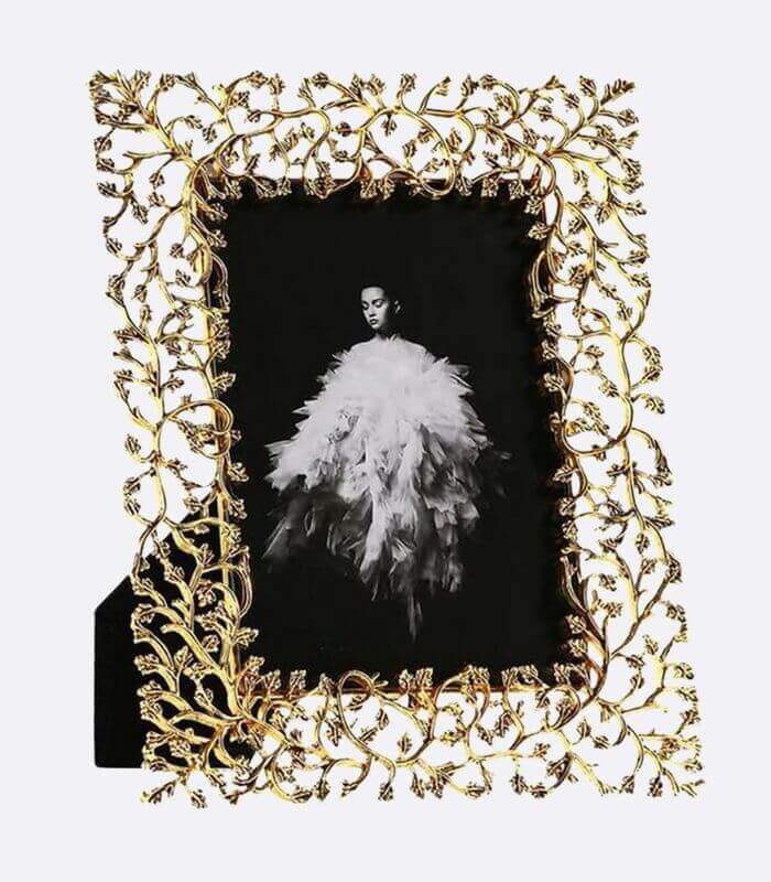 Picture Frame Golden Leaves Metal Photo Frame