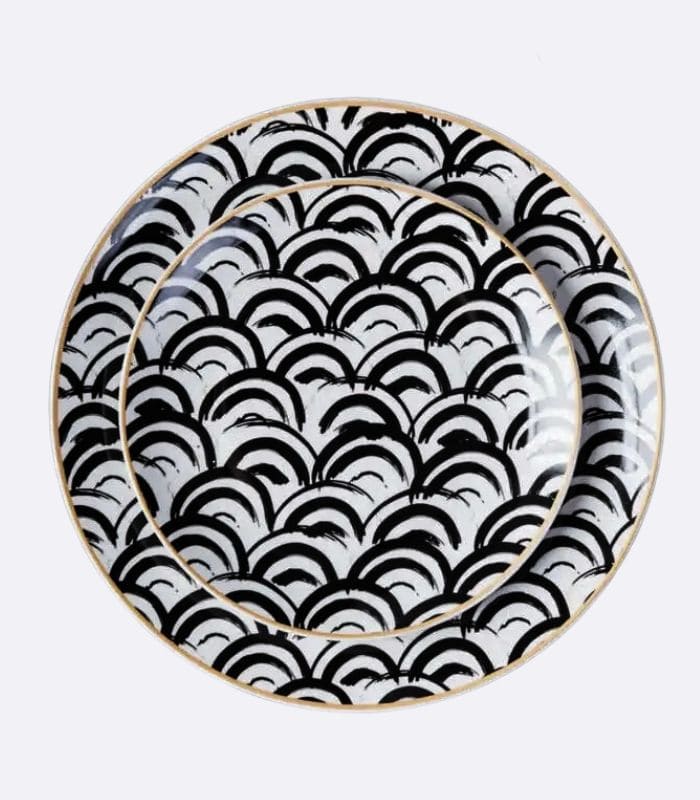 Tableware Porcelain Plates Black White