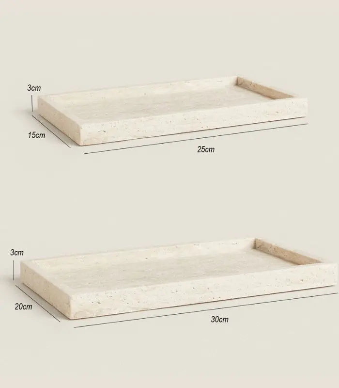 Travertine Stone Vanity Tray - Natural Decorative Tray for Bathroom, Kitchen, Living Room (2 Sizes)