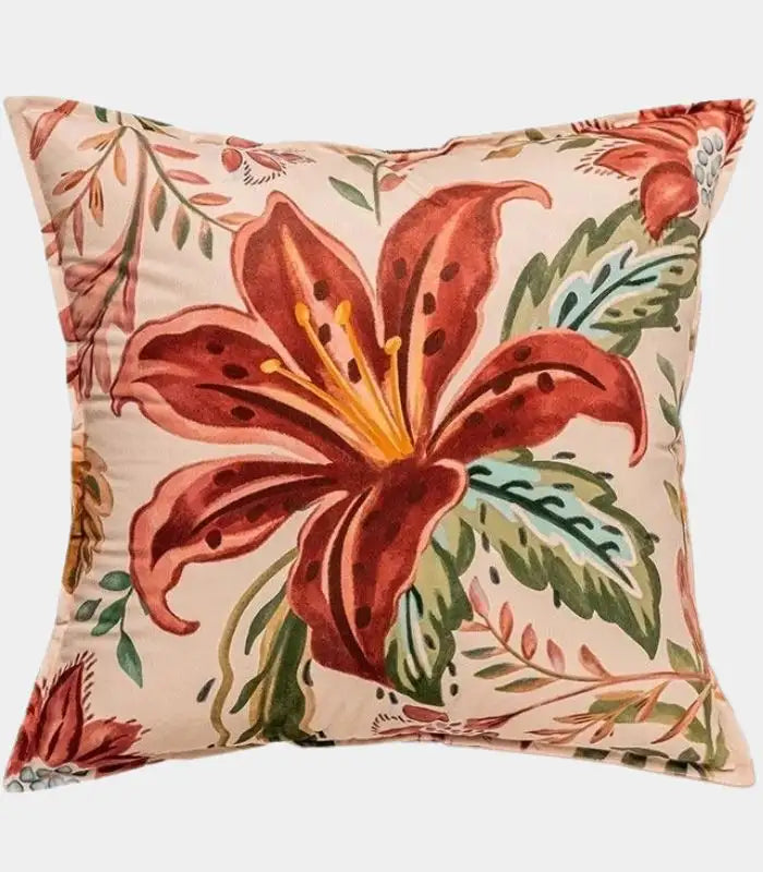 Vintage Botanical Cushion Cover – Reversible Floral Print with Border Trim