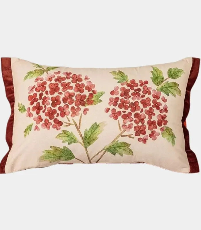 Vintage Botanical Cushion Cover – Reversible Floral Print with Border Trim